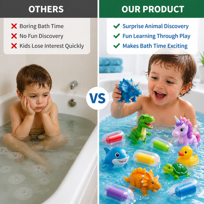 EdiJonah® Kids Bath Set – Magic Animal Capsules for Learning & Play (Turn Bath Time Into a Fun Discovery Adventure)