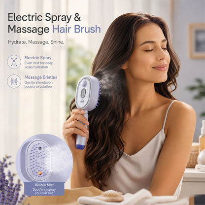Nectavira® 3-in-1 Electric Air Cushion Massage Comb with Mist Spray, Self-Cleaning Steam and Essential Oil Function, Rechargeable Scalp Massage Brush🔥