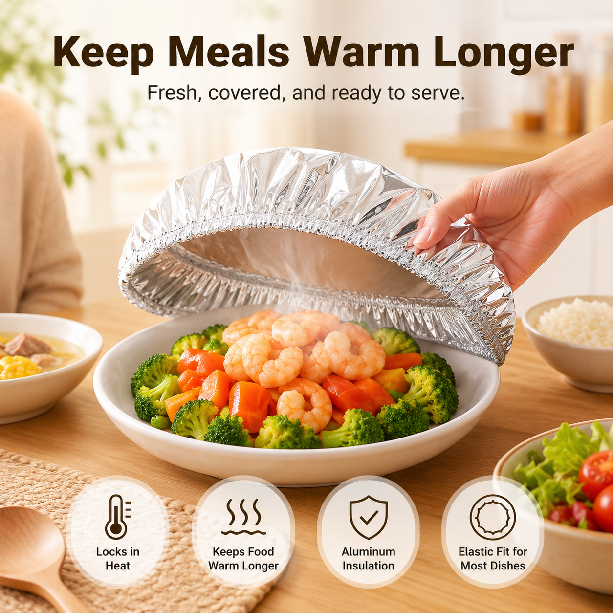 🍳 Nectavira® Collapsible Aluminum Foil Food Cover | Keep Meals Warm, Fresh & Protected from Fruit Flies 🍲⏱️
