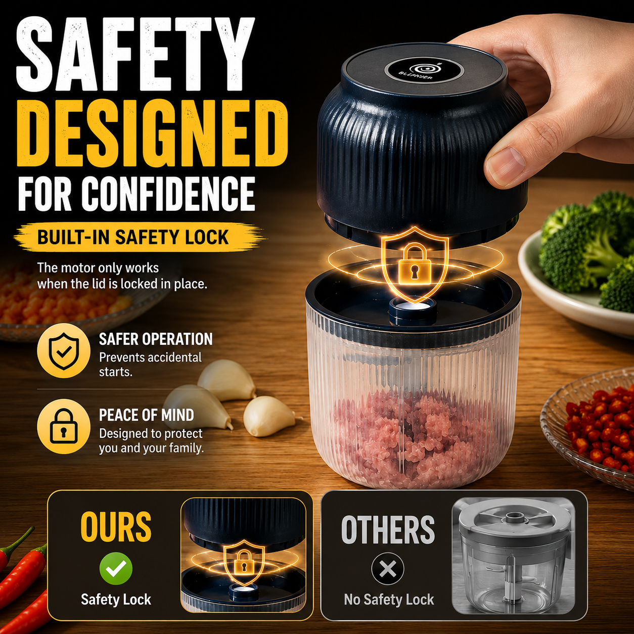 Nectavira®🔥Powerful Electric Food Chopper – One-Touch Mini Kitchen Blender