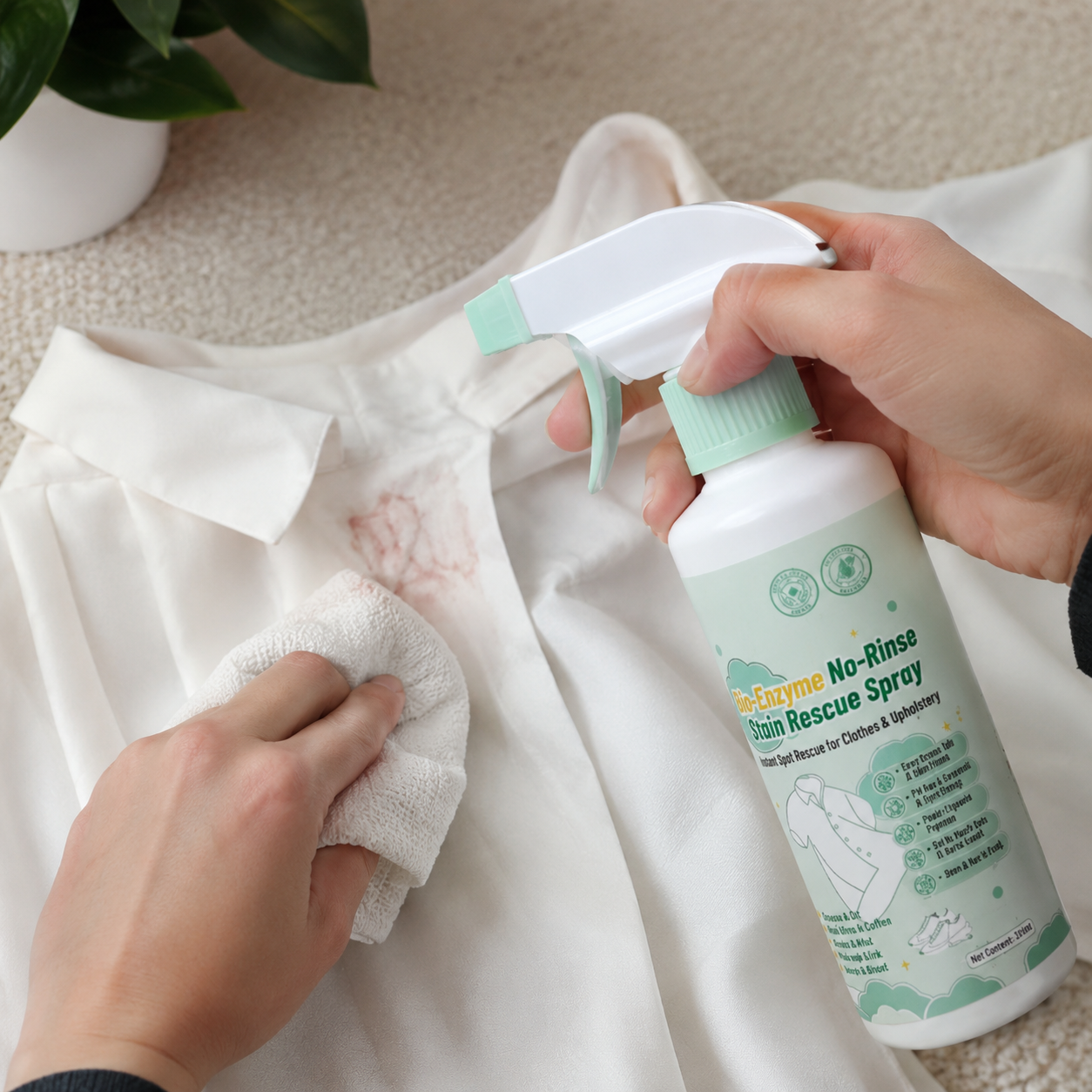 Makeup stain cleaning on white shirt
