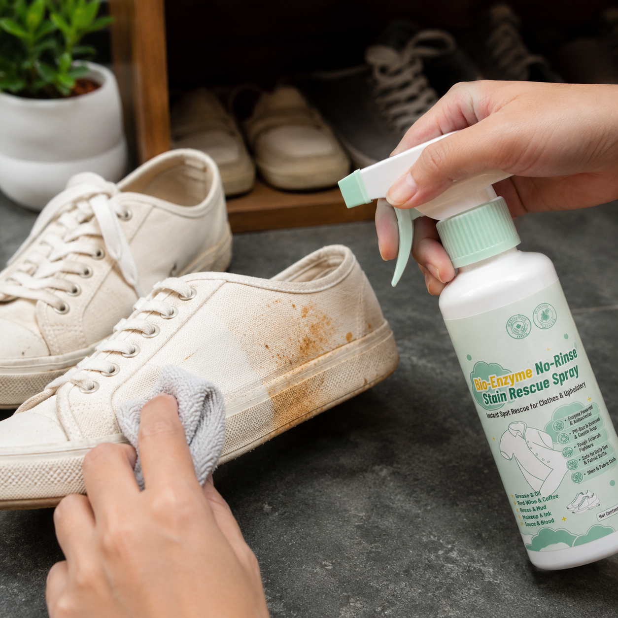 Shoe stain cleaning