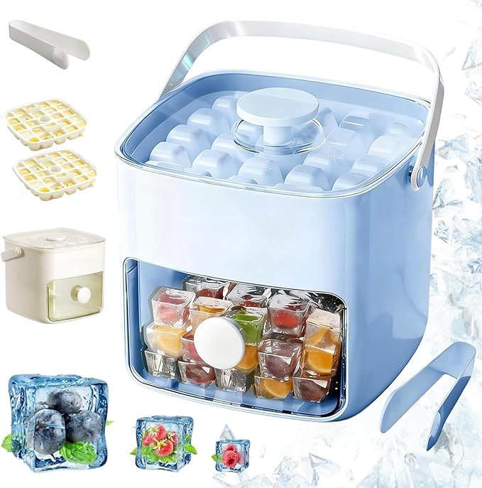 Nectavira® One-Click Ice Cube Maker with Storage Bin | Easy Release, Space-Saving Design