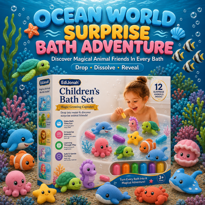 EdiJonah® Kids Bath Set – Magic Animal Capsules for Learning & Play (Turn Bath Time Into a Fun Discovery Adventure)