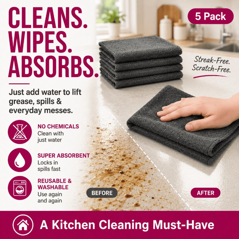 Nectavira® Streak-Free Reusable Microfiber Cleaning Cloths – 5 Pack