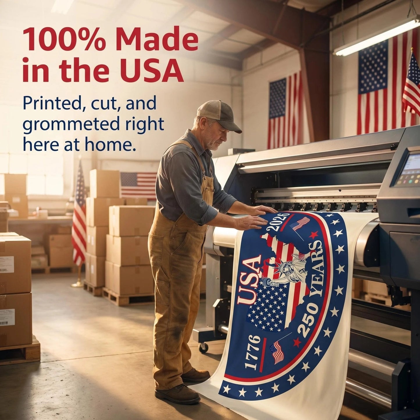 🗽 Honor Your American Pride 🎉 Handcrafted by Veterans – 250th   Anniversary USA Fan Flag 🏅