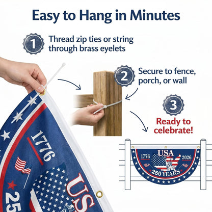 🗽 Honor Your American Pride 🎉 Handcrafted by Veterans – 250th   Anniversary USA Fan Flag 🏅