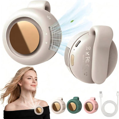 Nectavira® Clip-On Bladeless Mini Fan – Hands-Free Cooling, 360° Adjustable & 3-Speed USB Rechargeable