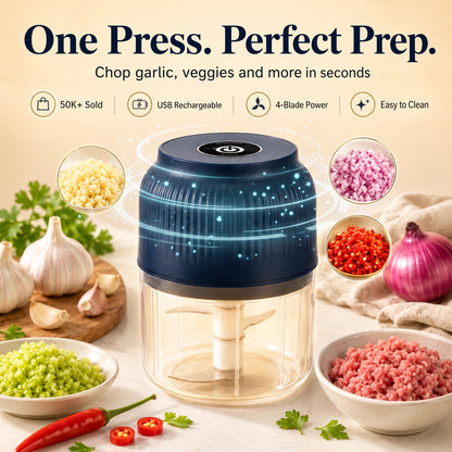 ✋🤩 Stop Chopping by Hand | 𝐍𝐞𝐜𝐭𝐚𝐯𝐢𝐫𝐚® Mini Electric Food Chopper 1-Press Garlic, Onion & Veggie Cutter – Ready in Seconds ⚡