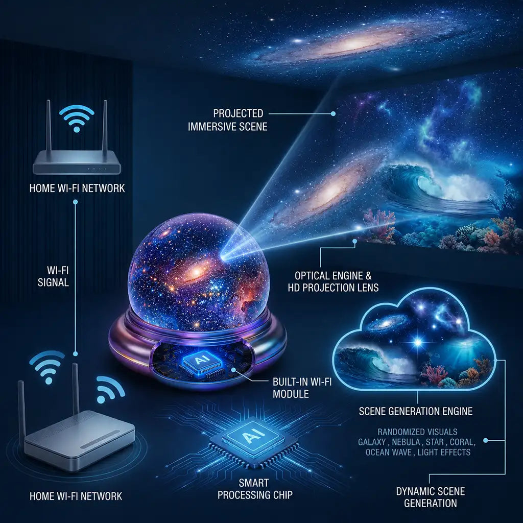 Nectavira® 🔮Night Light Projector - Smart Holographic Star Projector