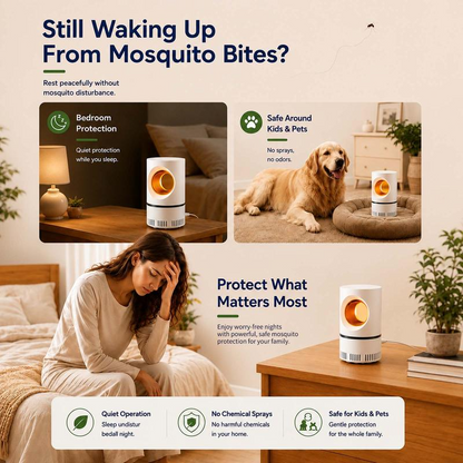 UV Light Mosquito Trap Lamp, Ultra Quiet 30dB Insect Catcher with Strong Suction, Chemical Free Safe for Kids Pets, Indoor Bedroom Mosquito Killer