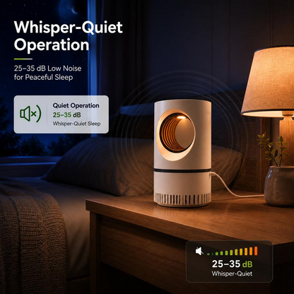 UV Light Mosquito Trap Lamp, Ultra Quiet 30dB Insect Catcher with Strong Suction, Chemical Free Safe for Kids Pets, Indoor Bedroom Mosquito Killer