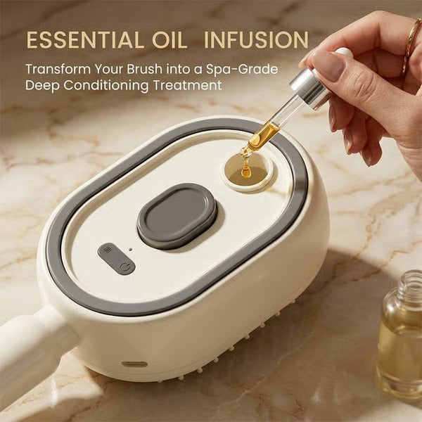 Nectavira® 🔥 3-in-1 Electric Air Cushion Massage Comb with Mist Spray, Self-Cleaning Steam and Essential Oil Function, Rechargeable Scalp Massage Brush✨✨