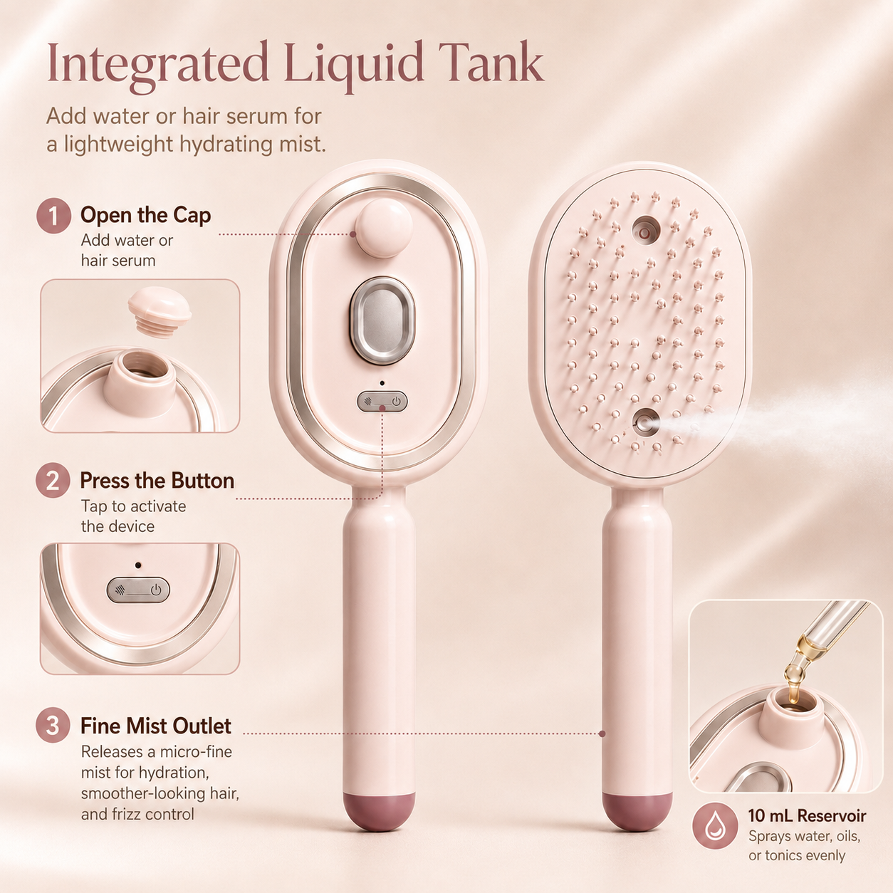 ✨ Nectavira® Smart Mist Hair Smoothing Brush