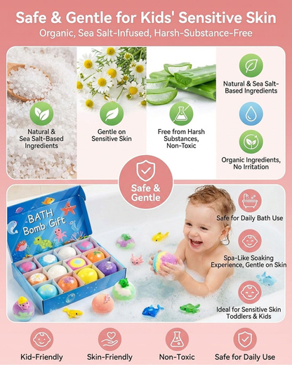 🎁Gentle Kids Bath Bomb Set – Food-Grade Colors, Surprise Toys & Fun Bath Time Adventures🔥 Limited Time – Save 70% Today