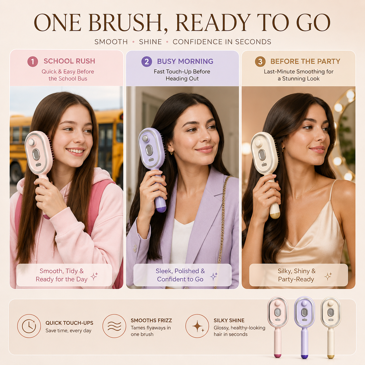 Nectavira hair brush for school, busy mornings and party-ready touch-ups