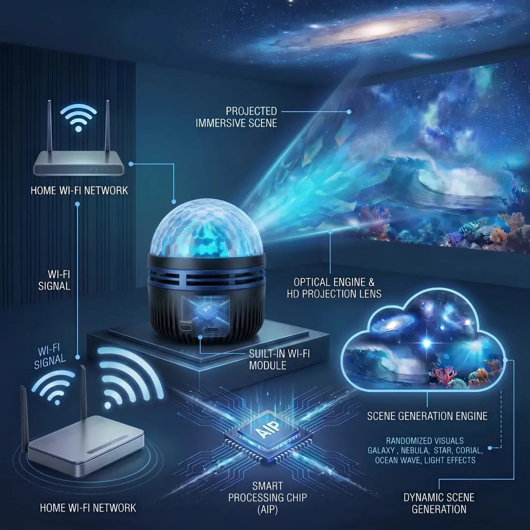 Official Store | 🌌SCNDR® 360° Smart Holographic Starry Sky Projector (HD Smart Dynamic 5D)