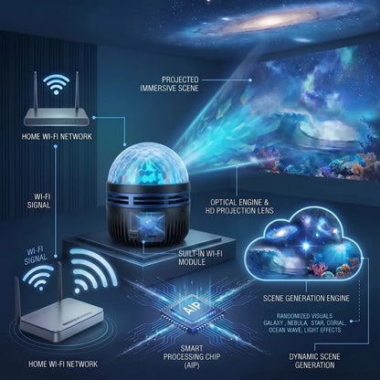 Official Store | 🌌SCNDR® 360° Smart Holographic Starry Sky Projector (HD Smart Dynamic 5D)