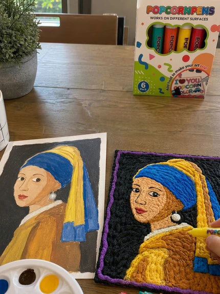 Flat and raised versions of a classic portrait artwork