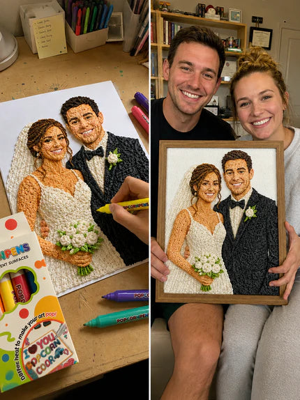 Wedding photograph recreated as a framed raised portrait