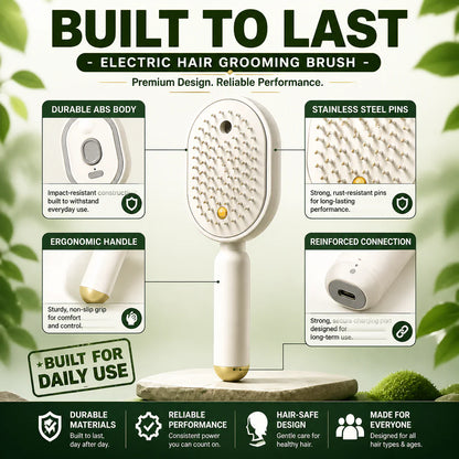 Nectavira® 3-in-1 Electric Air Cushion Massage Comb with Mist Spray, Self-Cleaning Steam and Essential Oil Function, Rechargeable Scalp Massage Brush🔥