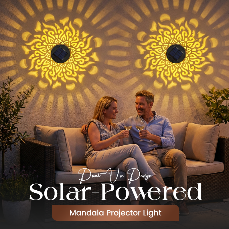 🌀 Limited Sale | Solar Mandala Wall Light – Outdoor Fence Projector Lamp for Patio & Backyard Decor