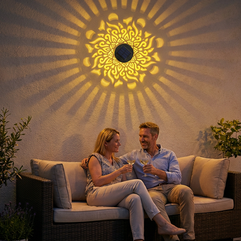 🌀 Limited Sale | Solar Mandala Wall Light – Outdoor Fence Projector Lamp for Patio & Backyard Decor