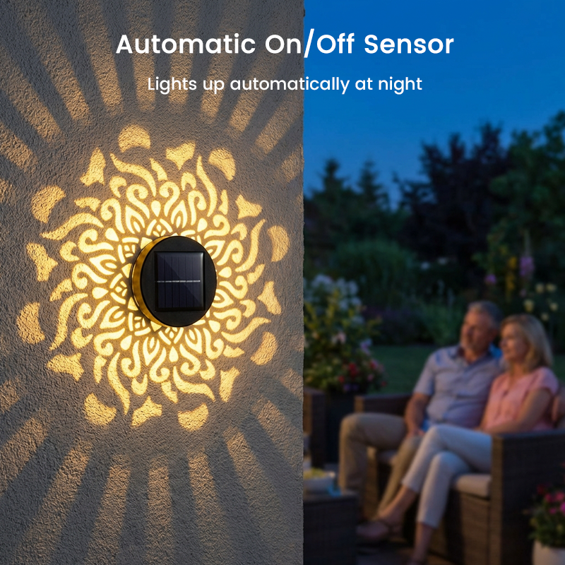 🌀 Limited Sale | Solar Mandala Wall Light – Outdoor Fence Projector Lamp for Patio & Backyard Decor