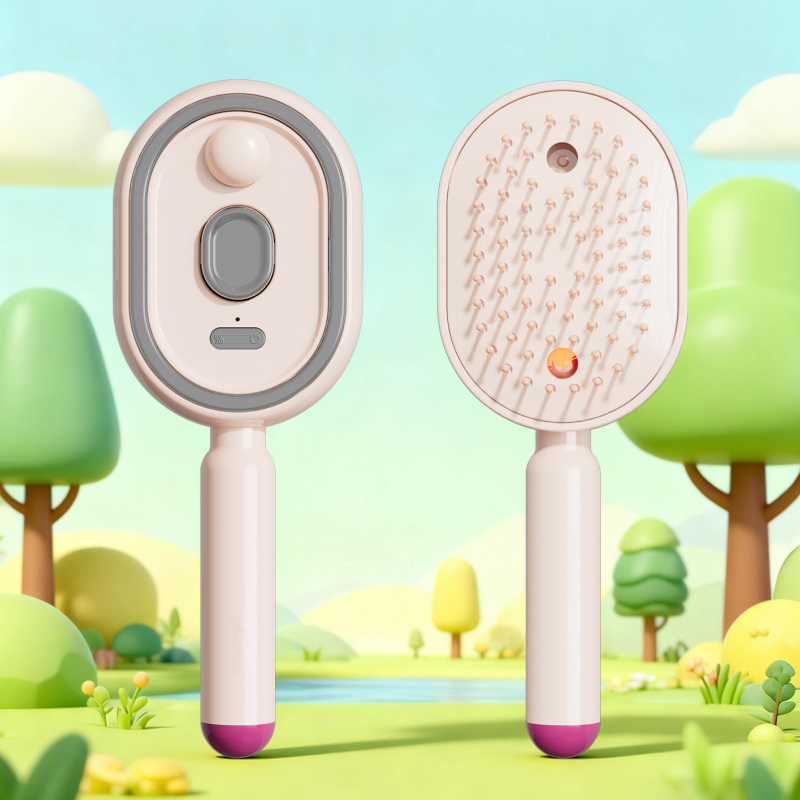Nectavira® 🔥 3-in-1 Electric Air Cushion Massage Comb with Mist Spray, Self-Cleaning Steam and Essential Oil Function, Rechargeable Scalp Massage Brush