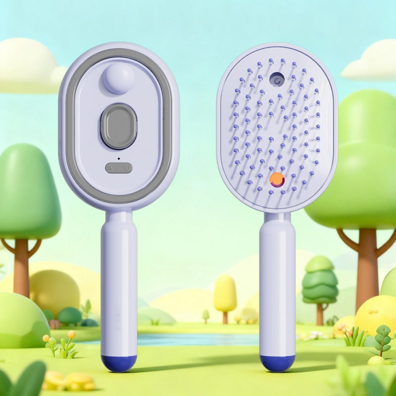 Nectavira® 🔥 3-in-1 Electric Air Cushion Massage Comb with Mist Spray, Self-Cleaning Steam and Essential Oil Function, Rechargeable Scalp Massage Brush