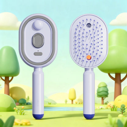Nectavira® 🔥 3-in-1 Electric Air Cushion Massage Comb with Mist Spray, Self-Cleaning Steam and Essential Oil Function, Rechargeable Scalp Massage Brush